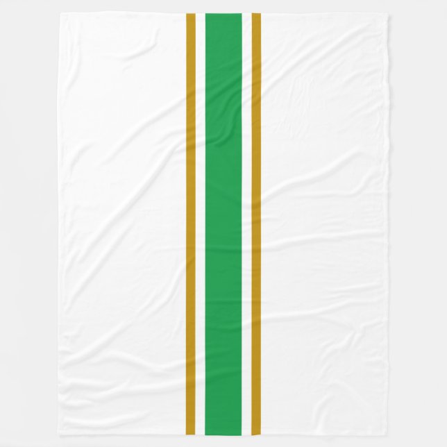 Snyggt Kelly Grönt Brown Tävla Rand on White Fleecefilt (Framsidan)