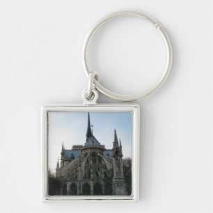 Snyggt Keychain med Notre Dame de Paris Fyrkantig Silverfärgad Nyckelring