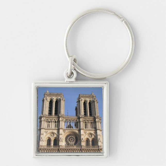 Snyggt Keychain med Notre Dame de Paris Fyrkantig Silverfärgad Nyckelring (Framsidan)