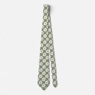 Snyggt Khaki White Flowers Blommönster Slips