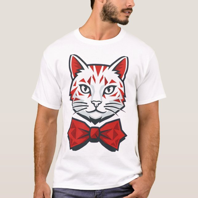 Snyggt Klädd Katt T Shirt (Framsida)