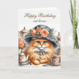 Snyggt Klädda Kattälskare Lycka Till Födelsedagsko Helgkort