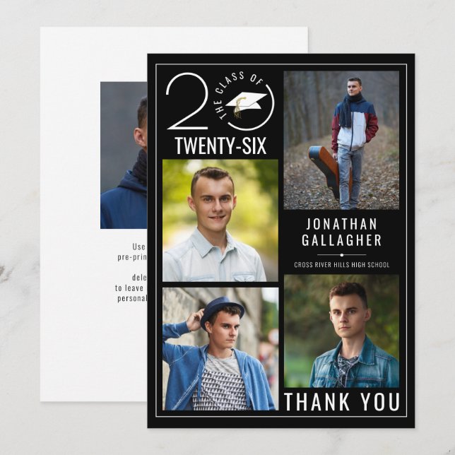 Snyggt Klass År 5 Foton Studenten Anpassningsbar F Tack Kort (Fram/baksida)