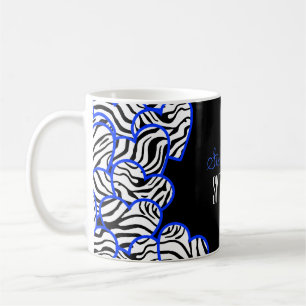 Snyggt Kobalt Sweet 16 Zebra Heart Design Namn Kaffemugg
