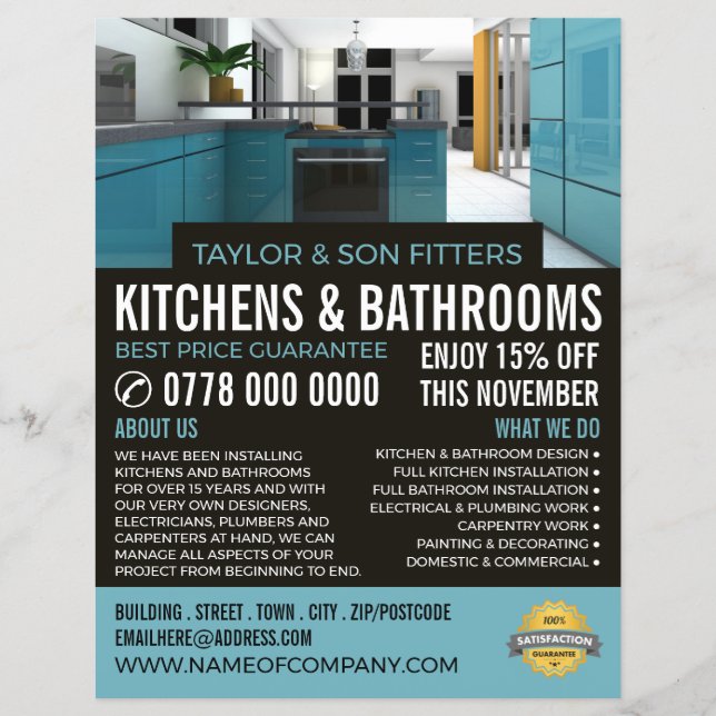 Snyggt Köksdesign, köks- och badrumsbrickor Reklamblad (Framsidan)