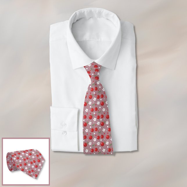 Snyggt körsbärsmönstrat slips (Pretty cherry pattern neck tie . )
