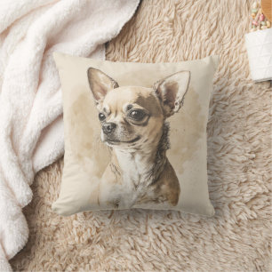 Snyggt Kort HERT Tan Chihuahua Throw Cushion Kudde