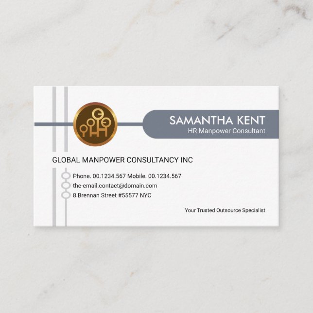 Snyggt Kreativ Grått Crisscross HR Manpower Visitkort (Framsida)