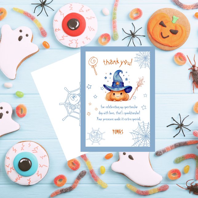 Snyggt kusligt Halloween födelsedags-pojke  Tack Kort (Skapare uppladdad)