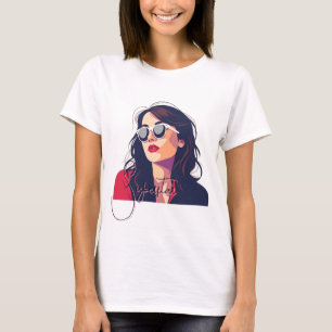 Snyggt Kvinna i solglassoppkonst T Shirt