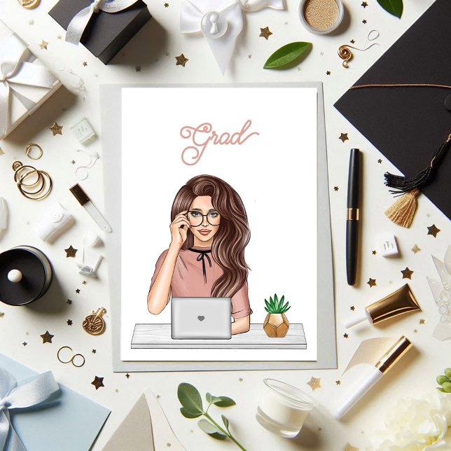 Snyggt Kvinna Modern Student Firande Inbjudningar (Stylish Woman Modern Graduate Celebration Invitation)