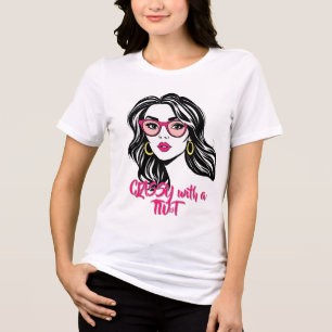 Snyggt Kvinnor med Rosa glasögon T Shirt