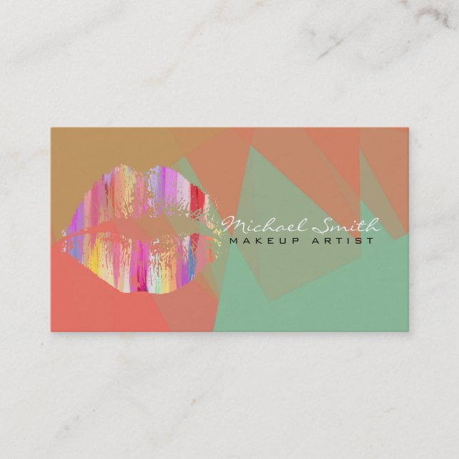 Snyggt Läppar Makeup Artist Modern Mosaic #18 Visitkort (Framsida)