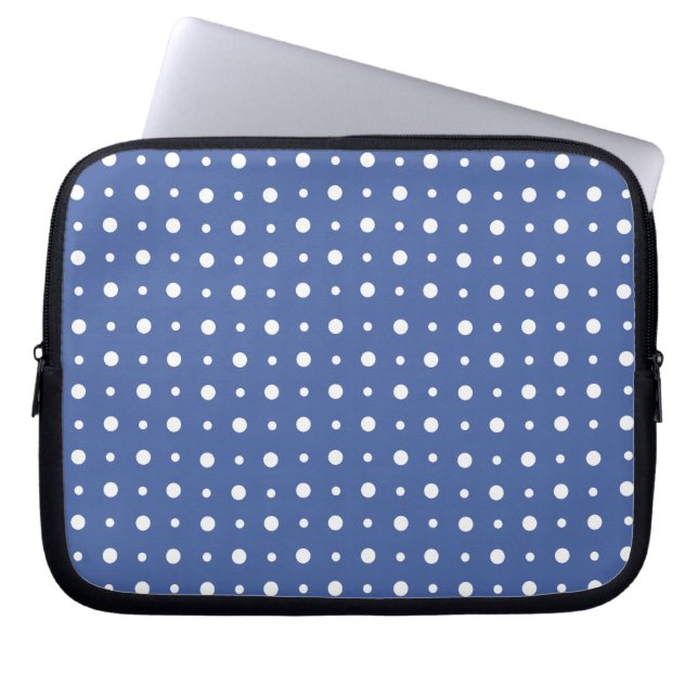 Snyggt Laptop sleeve, Mörk blått Polka dots Laptop Sleeve (Framsidan)