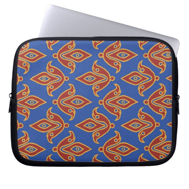 Snyggt Laptop sleeve Red, Guld, Blue Fleur de Lys (Framsidan)