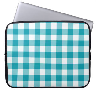 Snyggt Laptop sleeve, Teal Check Gingham Mönster Fodral