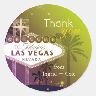 Snyggt Las Vegas Bröllop Tack Favor Runt Klistermärke