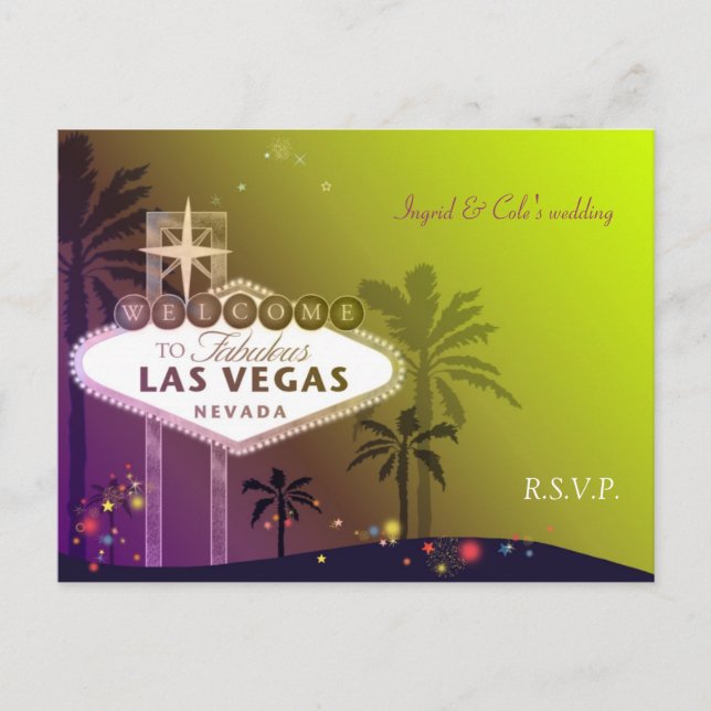 Snyggt Las Vegas Nevada Bröllop OSA Inbjudan Vykort (Framsida)