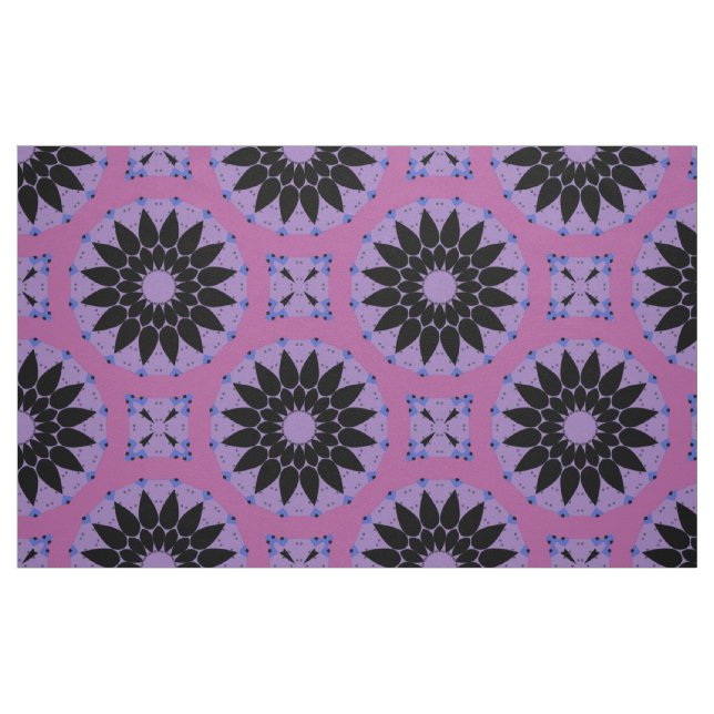Snyggt Lavender & Black Boho Geometric Mönster Tyg (Fat Quarter)