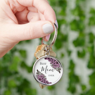 Snyggt Lavender Blommigt Best Mamma någonsin Rund Silverfärgad Nyckelring