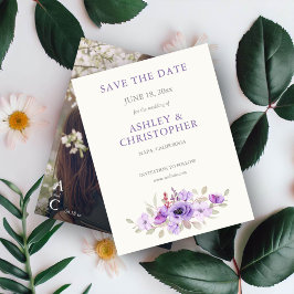 Snyggt Lavender Blommigt Bouquet Photo Bröllop Spara Datumet