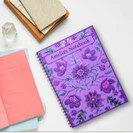 Snyggt Lavender Blommigt Brocade Anteckningsbok
