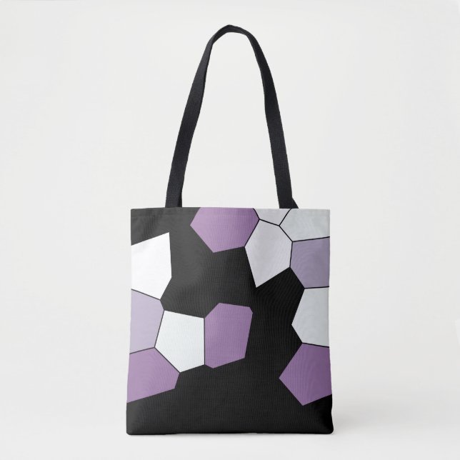 Snyggt Lavender Lila Black White Mönster Tygkasse (Framsida)