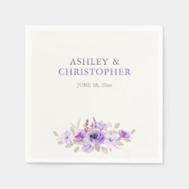 Snyggt Lavender Watercolor Blommigt Bouquet Bröllo Pappersservett