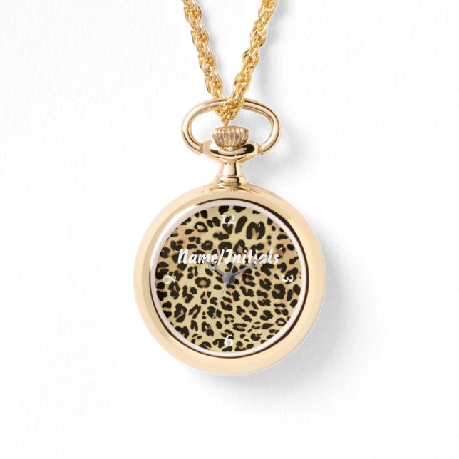 Snyggt Leopard Animal Print Monogrammed Armbandsur (Framsida)