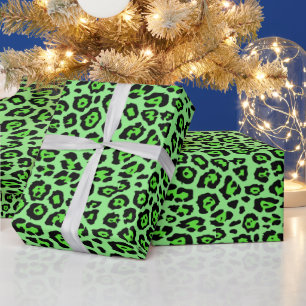 Snyggt leopard djuravtryck lätt neon-grönt presentpapper