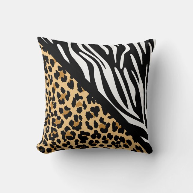 Snyggt Leopard Print och Zebra tryck Kudde (Framsida)