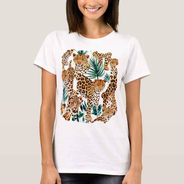Snyggt Leopard Print T-Shirt - fetstil och Trendig (Framsida)