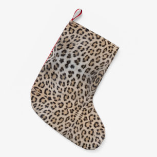 Snyggt leopard skin päls-djur tryckt mönster chic liten julstrumpa