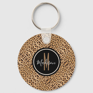 Snyggt Leopard Skriv ut monogrammat skript Namn Nyckelring
