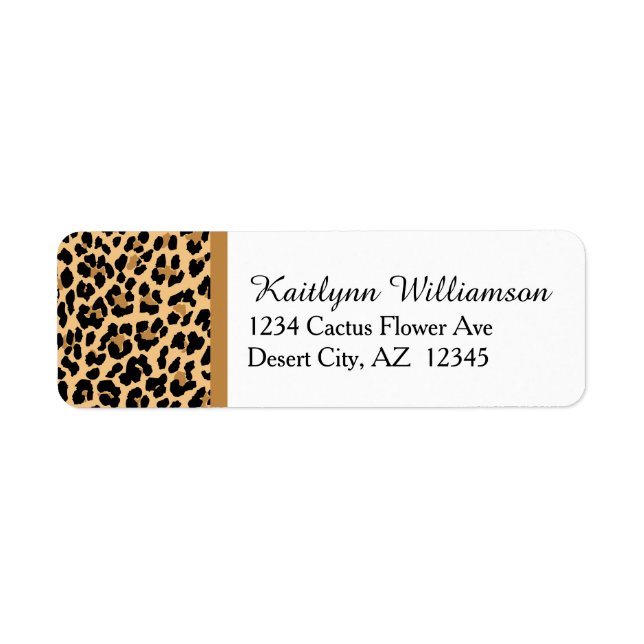 Snyggt Leopard Skriv ut Returadress Etikett (Framsidan)