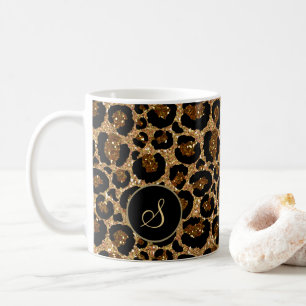 Snyggt Leopard tryckt med anpassningsbar monogram Kaffemugg