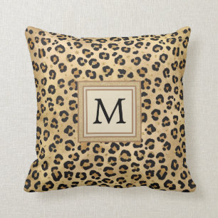 Snyggt Leopard Vild Safari Animal Monogram Kudde