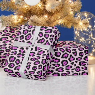 Snyggt leoparddjurtryck neonmagenta rosa presentpapper