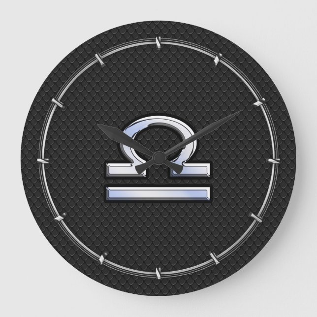 Snyggt Libra Zodiac Sign Black Snake Skin Decor Stor Klocka (Framsida)