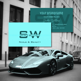 Snyggt Light and Mörk Teal Simple med Monogram Visitkort