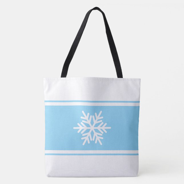 Snyggt Light Blue White Tävla Rand Snowflake Tygkasse (Framsida)