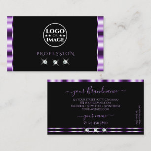 Snyggt Lila Black Sparkling Diamons med Logotyp Visitkort