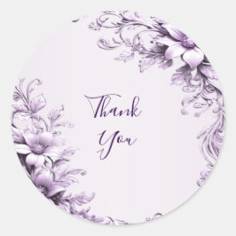 Snyggt Lila blommor Sticker Runt Klistermärke