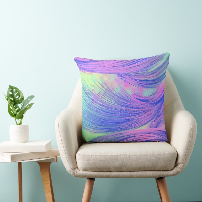 Snyggt lila blue Abstrakt Fjädrar Kudde (Stol)