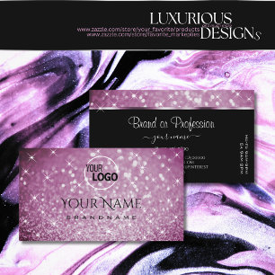 Snyggt Lila Glitter Luminous Stars Modern Logotyp Visitkort