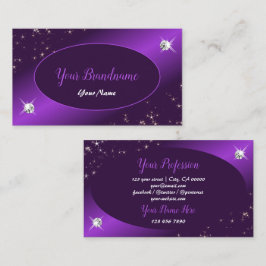 Snyggt Lila Glitter Stars Diamonds Professionell Visitkort
