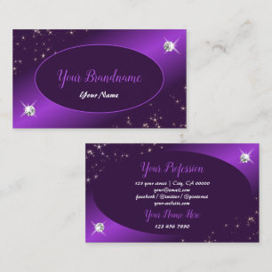 Snyggt Lila Glitter Stars Diamonds Professionell Visitkort