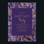 Snyggt Lila Guld Löv Tom Nest Party Inbjudningar<br><div class="desc">Elegant och snyggt vid djup lila med guld löv Empty Nest Party-inbjudan till par vars sista barn har flyttat ut. Kontakta oss om du behöver hjälp med anpassning eller om du vill begära matchande produkter.</div>