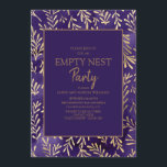 Snyggt Lila Guld Löv Tom Nest Party Inbjudningar<br><div class="desc">Elegant och snyggt vid djup lila med guld löv Empty Nest Party-inbjudan till par vars sista barn har flyttat ut. Kontakta oss om du behöver hjälp med anpassning eller om du vill begära matchande produkter.</div>