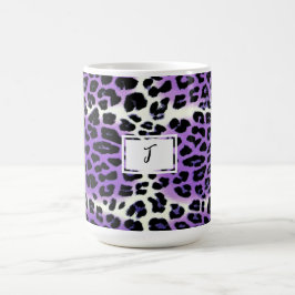 Snyggt Lila Leopard Animal Print Personlig Kaffemugg